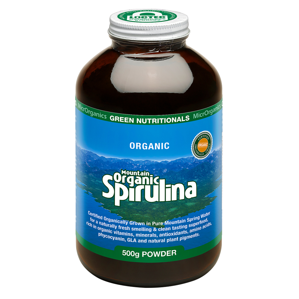 Green Nutritionals Mountain Organic Spirulina 500g Powder Vegan Vegetarian Australia