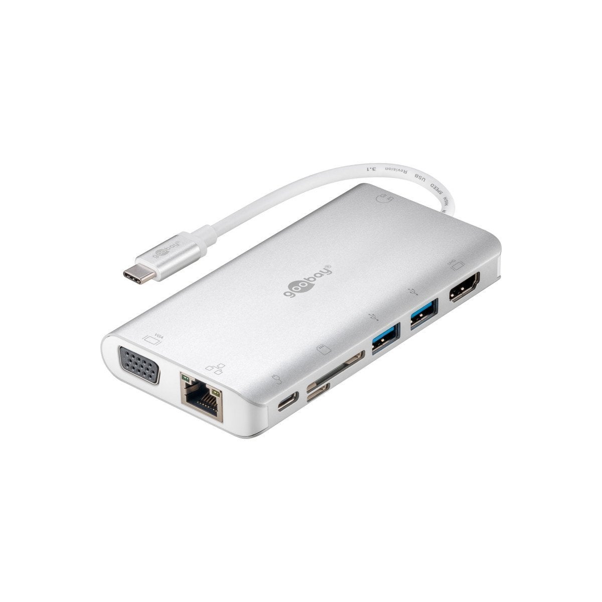 Goobay USB-C ADAP/HDMI+2xUSB3.0+CR+C+RJ45+VGA