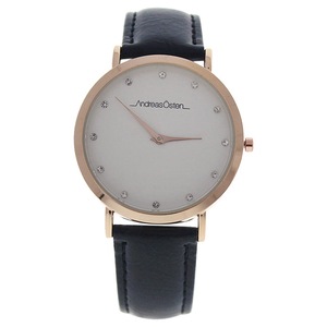 AO-13 Klassisk - Rose Gold-Black Leather Strap Watch by Andreas Osten for Women - 1 Pc Watch