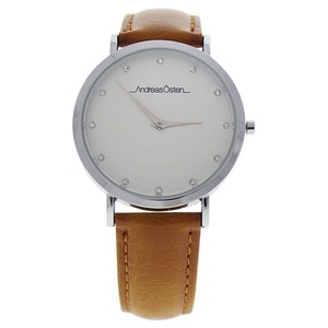 AO-18 Klassisk - Silver/Brown Leather Strap Watch by Andreas Osten for Women - 1 Pc Watch