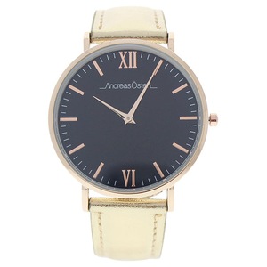 AO-187 Hygge - Gold-Black Leather Strap Watch by Andreas Osten for Women - 1 Pc Watch