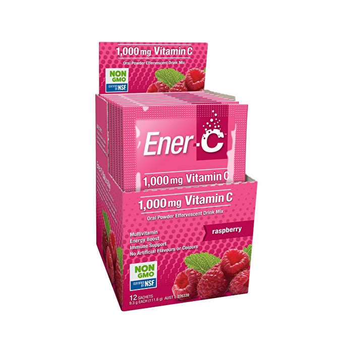 Skincare Martin & Pleasance Ener-C 1000mg Vitamin C Drink Mix Raspberry Sachet 9.3g x 12 Pack