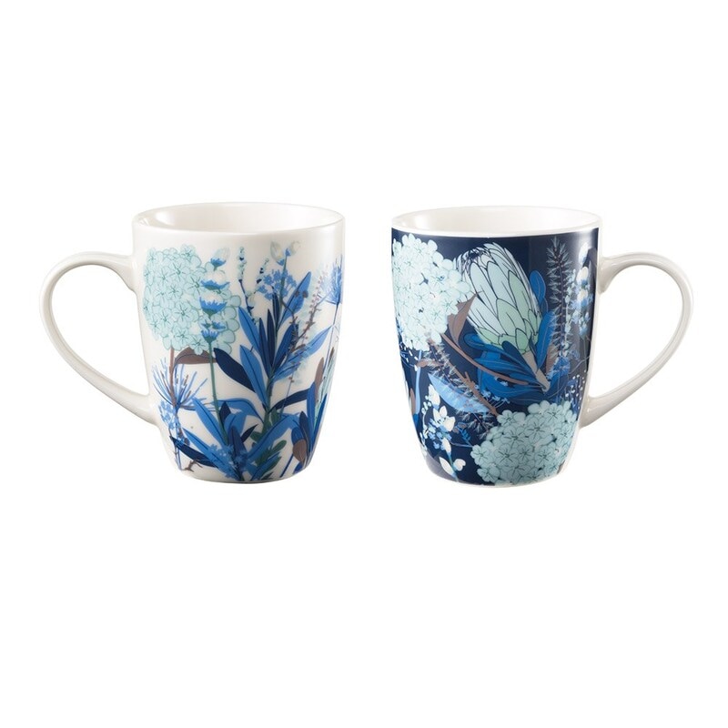 Ambrosia Duo Bone China 2 Piece Mug Set 350ml Blue Flower | Buy Mugs ...