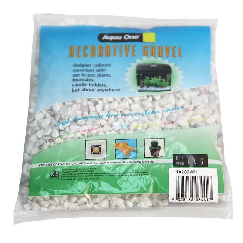 Buy Aqua One Decorative Gravel 1kg White 7mm - MyDeal