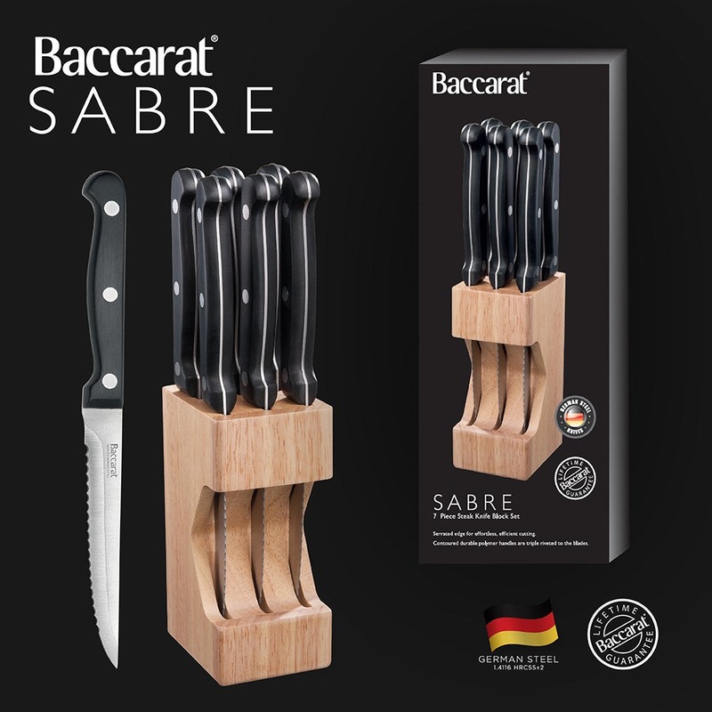 Buy Baccarat Sabre 7 Piece Steak Knife Block Set MyDeal