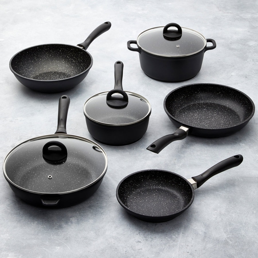 STONE 6 Piece Cast Aluminium Cookware Set with Stir Fry Pan Baccarat