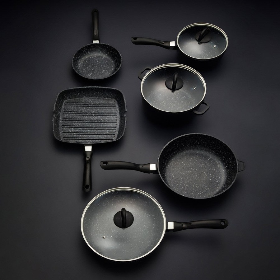 STONE Cast Aluminium 6 Piece Cookware Set with Grill Pan Baccarat