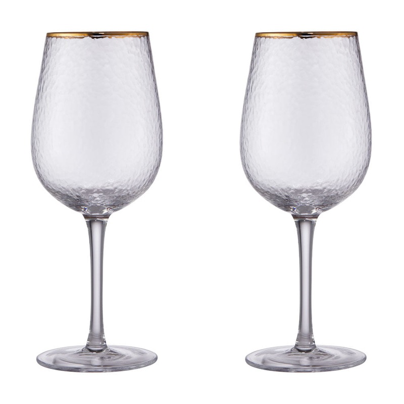 Buy Cellar Premium Luxe Set of 2 Gold Rim Wine Glasses 390ml - MyDeal