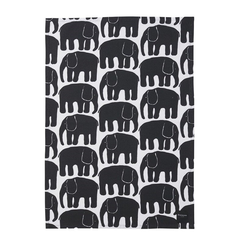 Buy Finlayson Elefantti Tea Towel Black - MyDeal