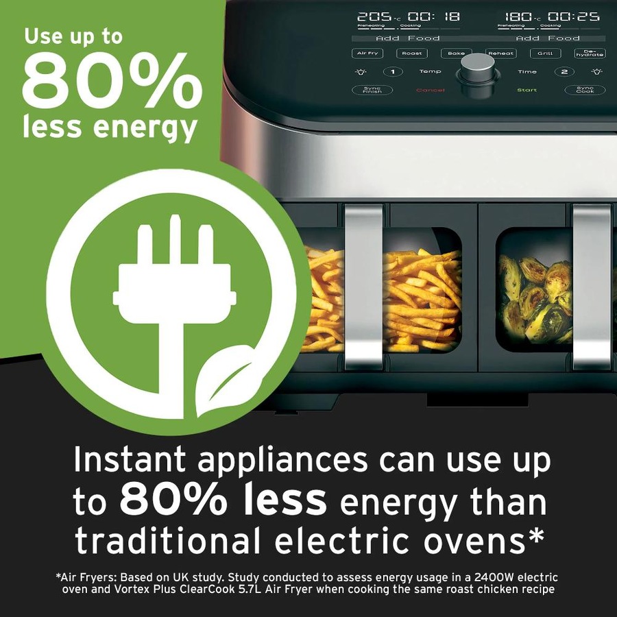 Instant Pot Instant Vortex ClearCook Dual Air Fryer 8L