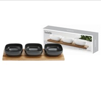 Ladelle Essentials 4 Piece Bowl & Tray Set - Charcoal