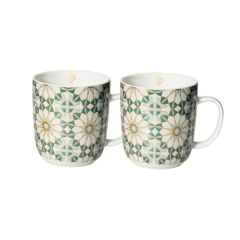 Marie Claire Mosaique Mug 400ml Set Of 2 Teal Mydeal Marie Claire Mosaique Mug 400ml Set Of 2 Teal Mydeal