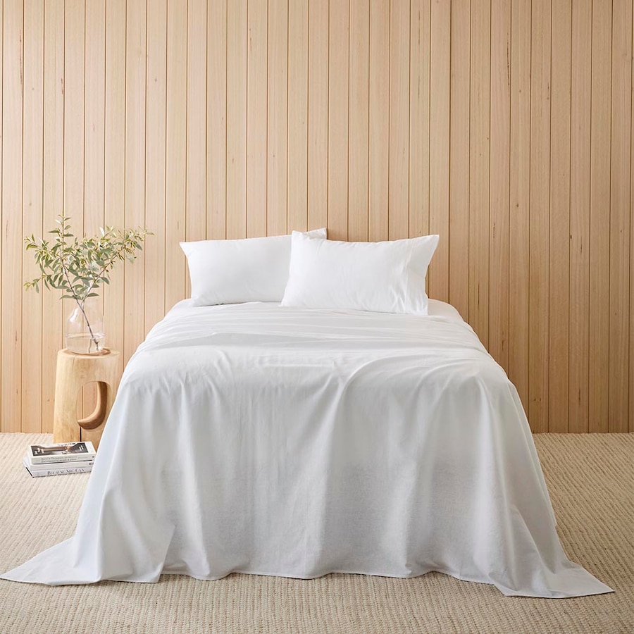 MyHouse Cotton Linen Sheet Set - White - King