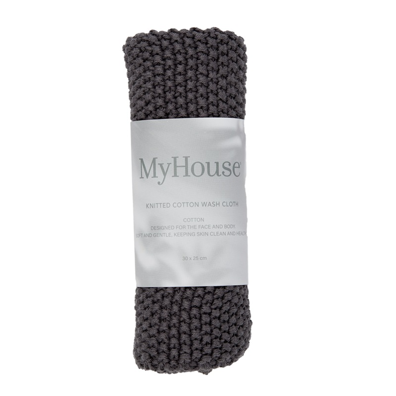 Buy MyHouse Knitted Wash Cloth Graphite Size 30X25cm MyDeal