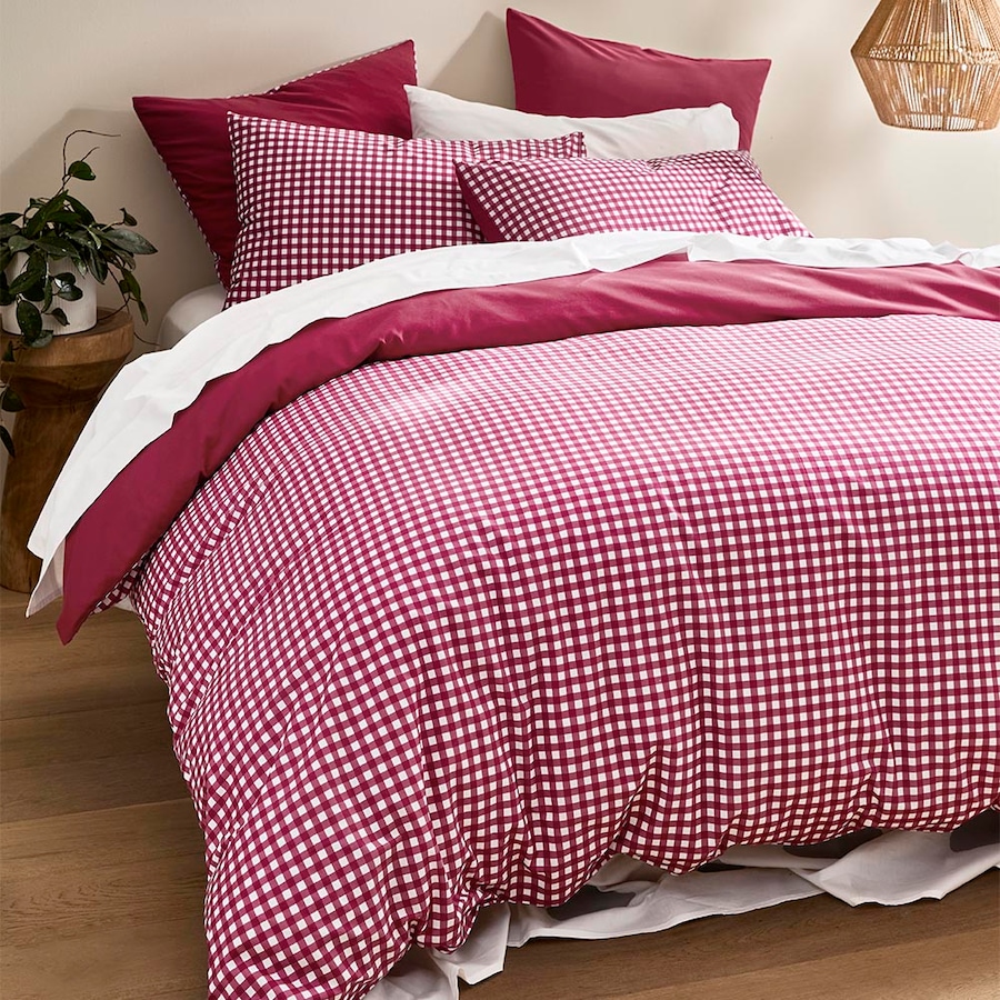 MyHouse Washed Cotton Quilt Cover Set - Berry - King