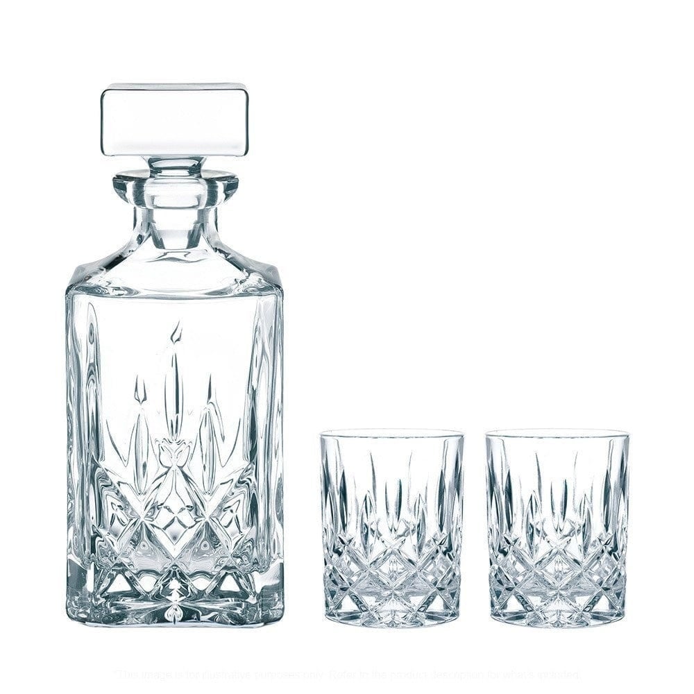 Nachtmann Noblesse 3 Piece Crystal Whisky Decanter & Tumbler Set Size 750ml/324ml