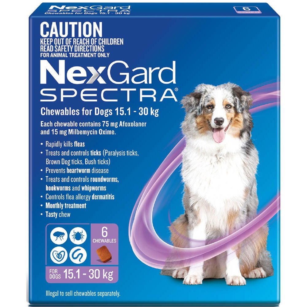 Nexgard Spectra Purple For Large Dogs 6 Pack Size 15.1-30kg