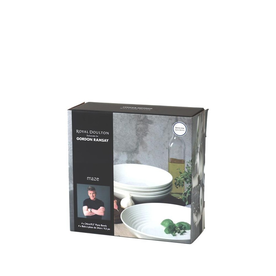 Gordon Ramsay Maze Royal Doulton Set of 4 Bowls 24cm Denim Line