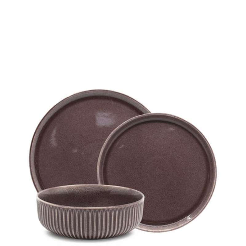 Buy Salt & Pepper Amana 12 Piece Dinner Set Wine MyDeal