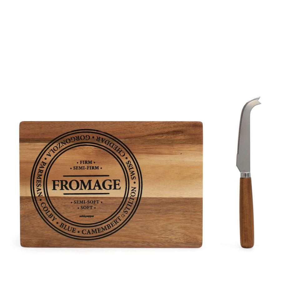 Salt & Pepper Fromage Cheese Board with Knife 24.5 x 17cm - 2 Piece