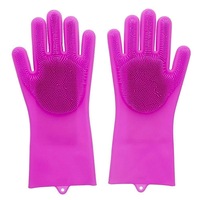 Scruba-Dub Antibacterial Silicone Cleaning Gloves Fuschia Pink - Fuchsia Pink