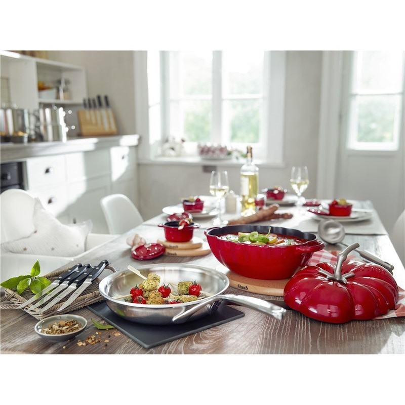 Staub Enamelled Cast Iron Tomato Cocotte 25cm Red | Buy Ramekins & Cocottes  - 3272340022258