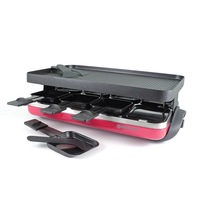 Swissmar Valais 8-Person Raclette Party Grill with Reversible Grill Plate Base - Red