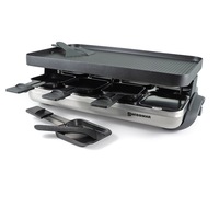 Swissmar Valais 8-Person Raclette Party Grill with Reversible Grill Plate Base - Silver