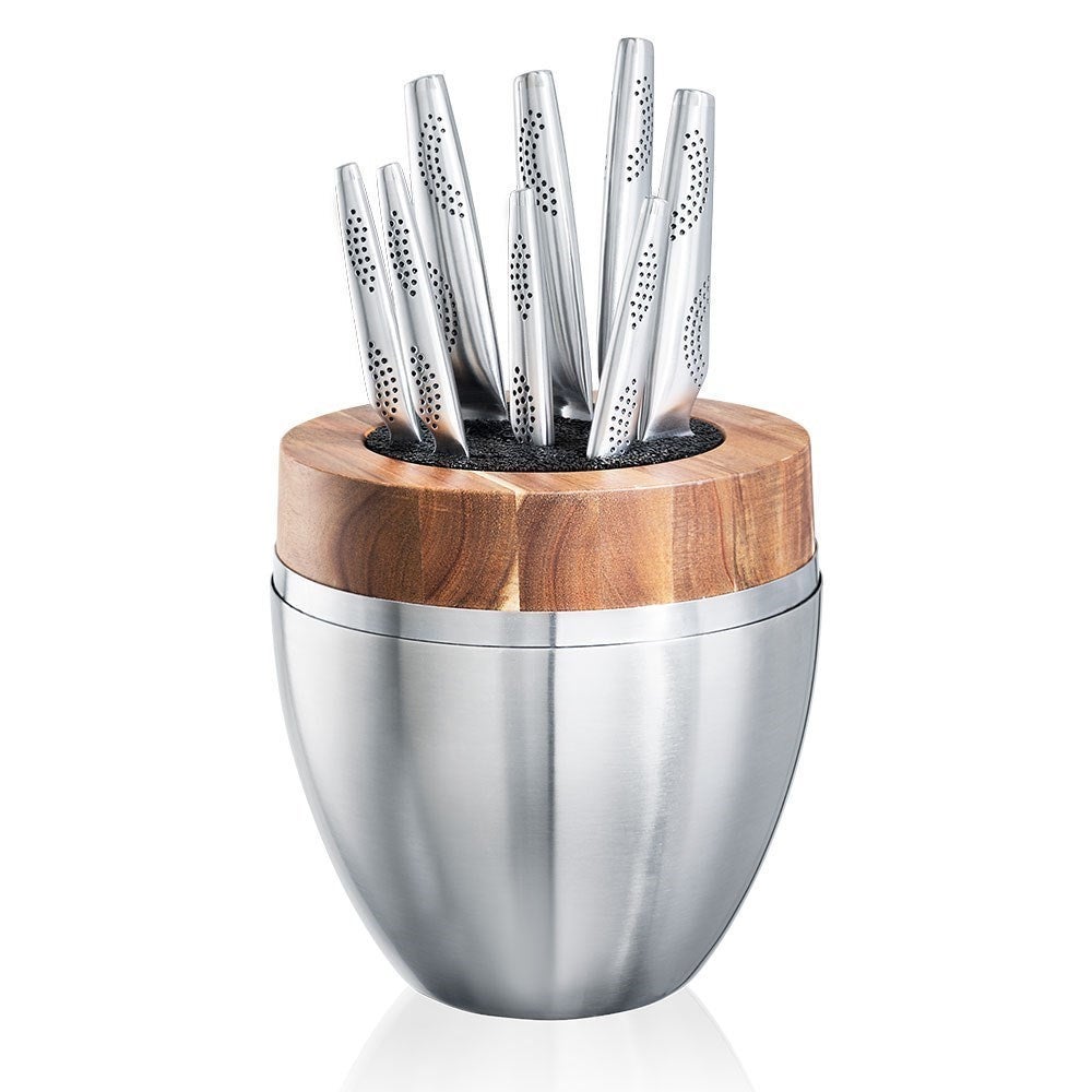 Baccarat THE EGG iD3 9 Piece Stainless Steel Knife Block