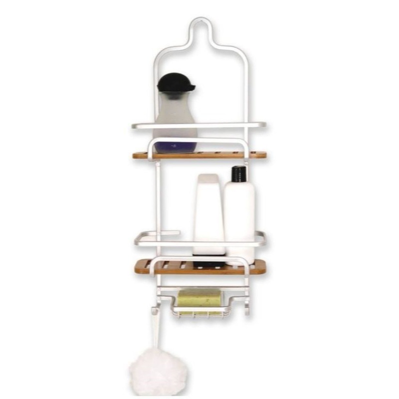 Buy Urban Lines Cove Aluminium & Bamboo Shower Caddy MyDeal