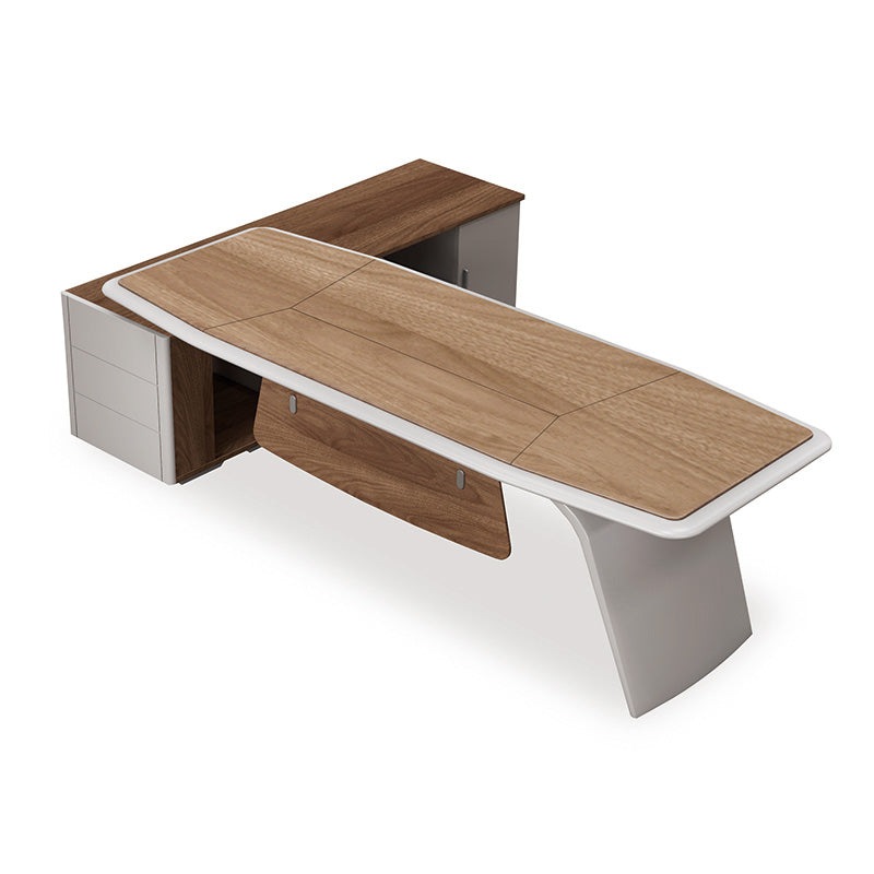 Buy HUGO Executive Office Desk + Right Return 240cm Walnut + Ivory