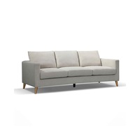 Modern Furniture DELLAN 3 Seater Sofa - Light Cream with Natural Oak legs