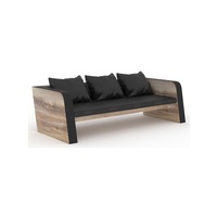 Modern Furniture FRANCO Three Seater Sofa - Warm Oak & Black