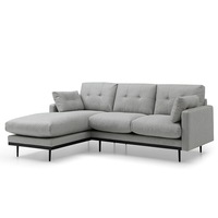 Modern Furniture HAVANA 3 Seater Sofa with Left Chaise - Light Grey & Black