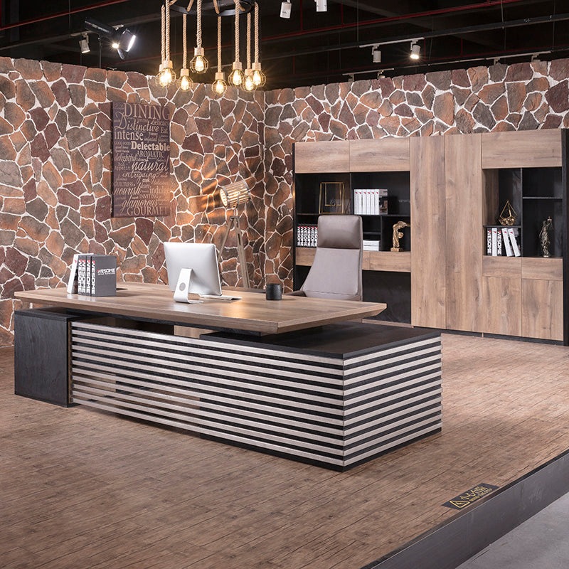 Buy PHOENIX Executive Desk with Right Return 2.8M Warm Oak & Black