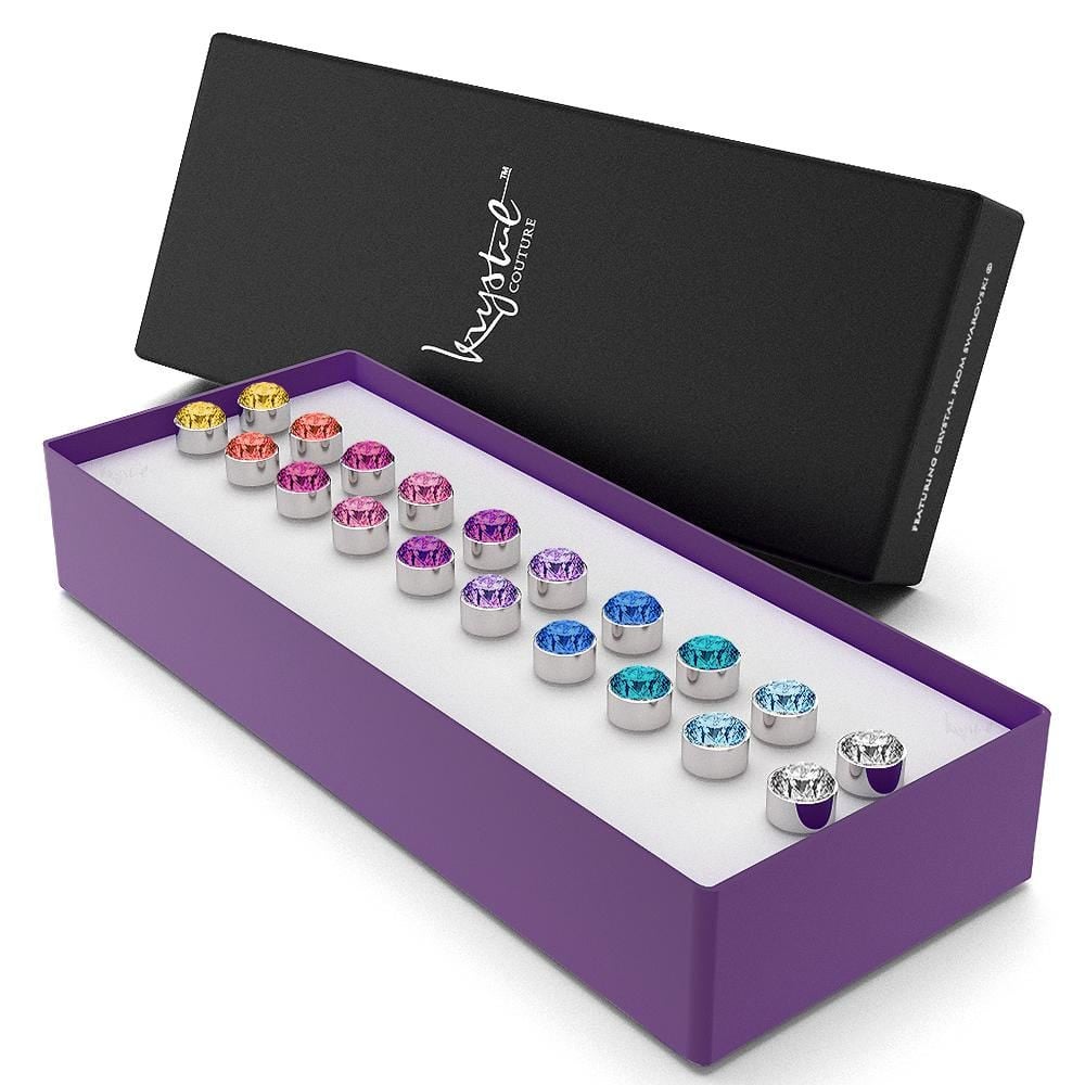 Boxed 10 Pairs Multi-Colour Stud Set Embellished with SWAROVSKI® crystals