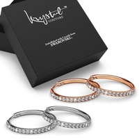 Boxed 2-Pairs Encrusted Hoop Earrings Set Embellished with SWAROVSKI® Crystals