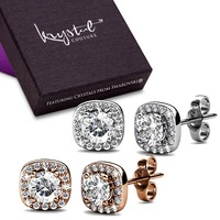 Boxed 2-Pairs Lux Studs Set Embellished with SWAROVSKI® Crystals