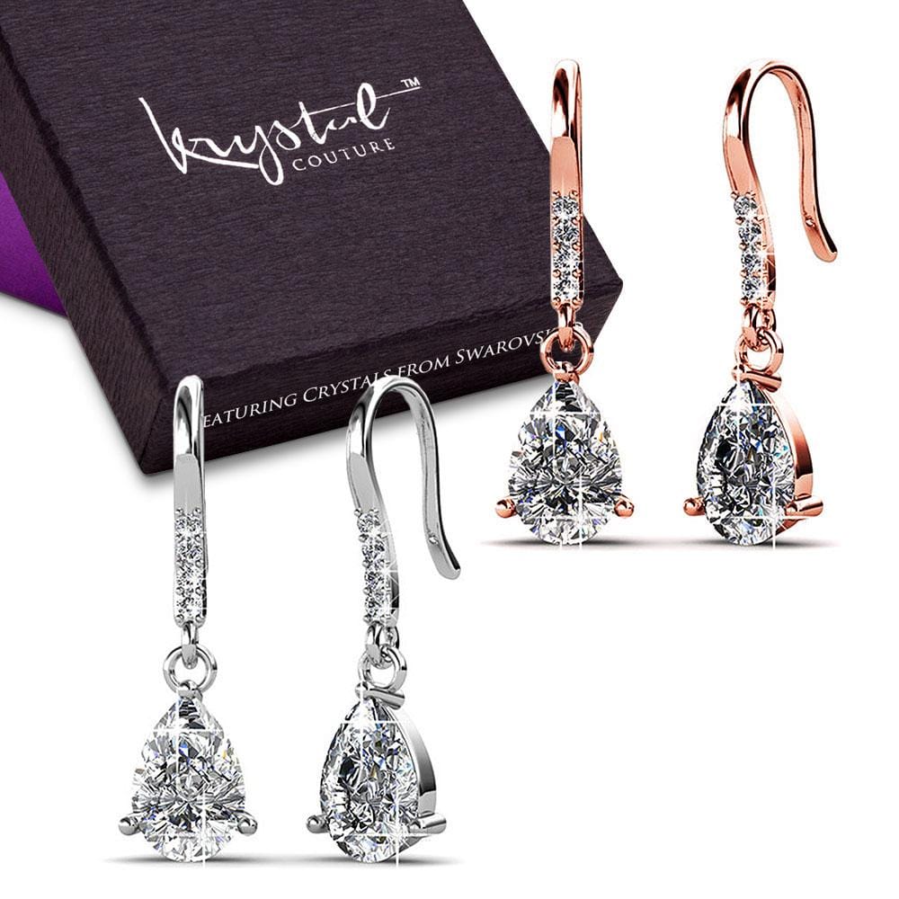 Boxed 2-Pairs Pretty Pea Earrings Set Embellished with SWAROVSKI Crystals