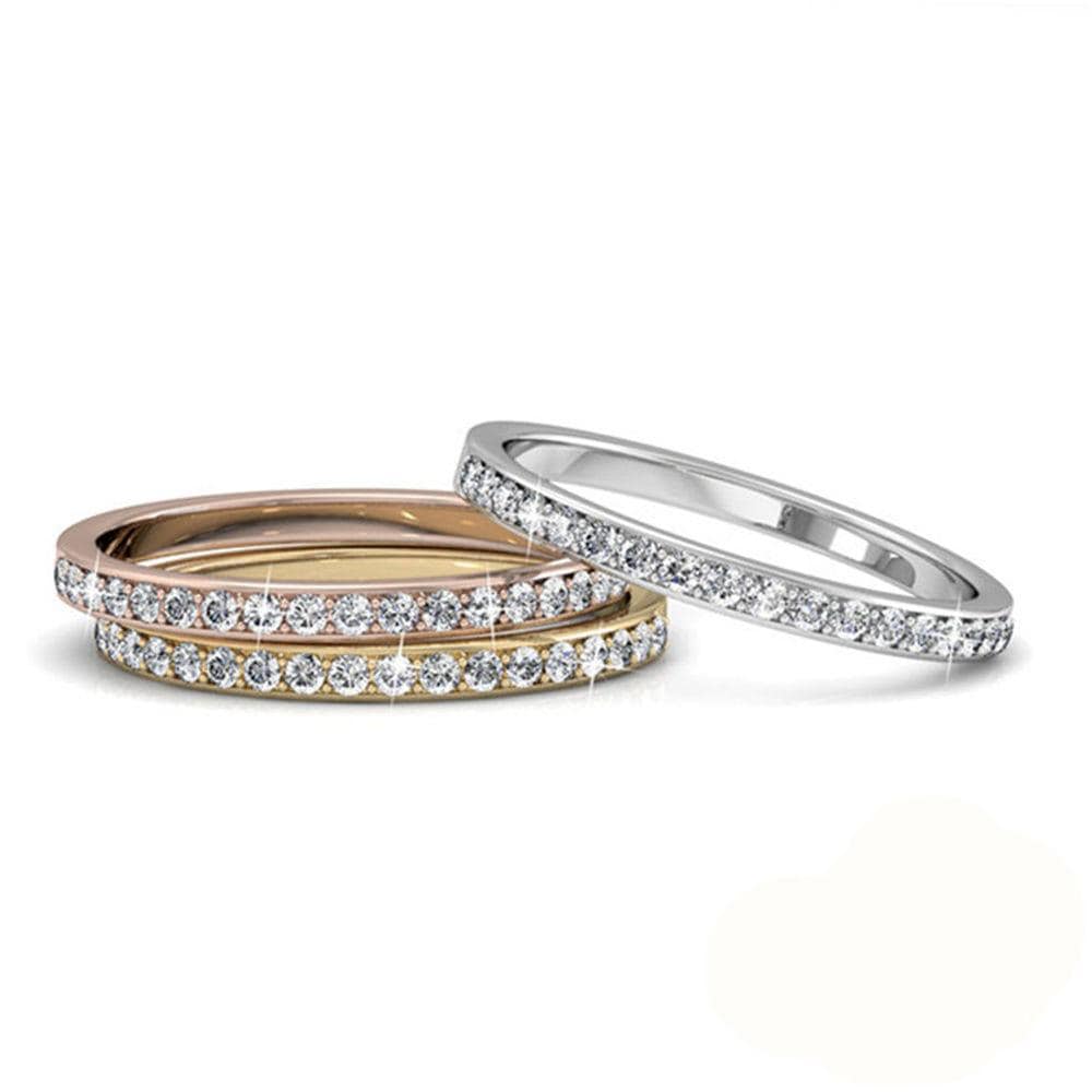 3pc Ring Set Embellished With SWAROVSKI Crystals