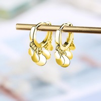 Boho Medallion Huggie Gold Earrings