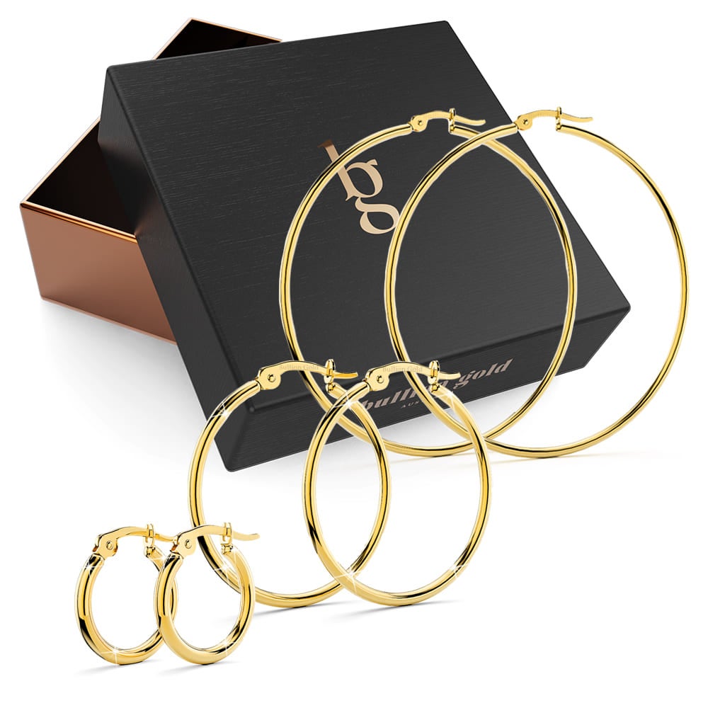 Boxed 3pr Trishia Gold Hoops Earrings Set