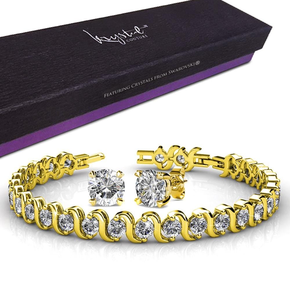 Boxed Venice Bracelet And Earrings Set Gold Embellished with SWAROVSKI Crystals