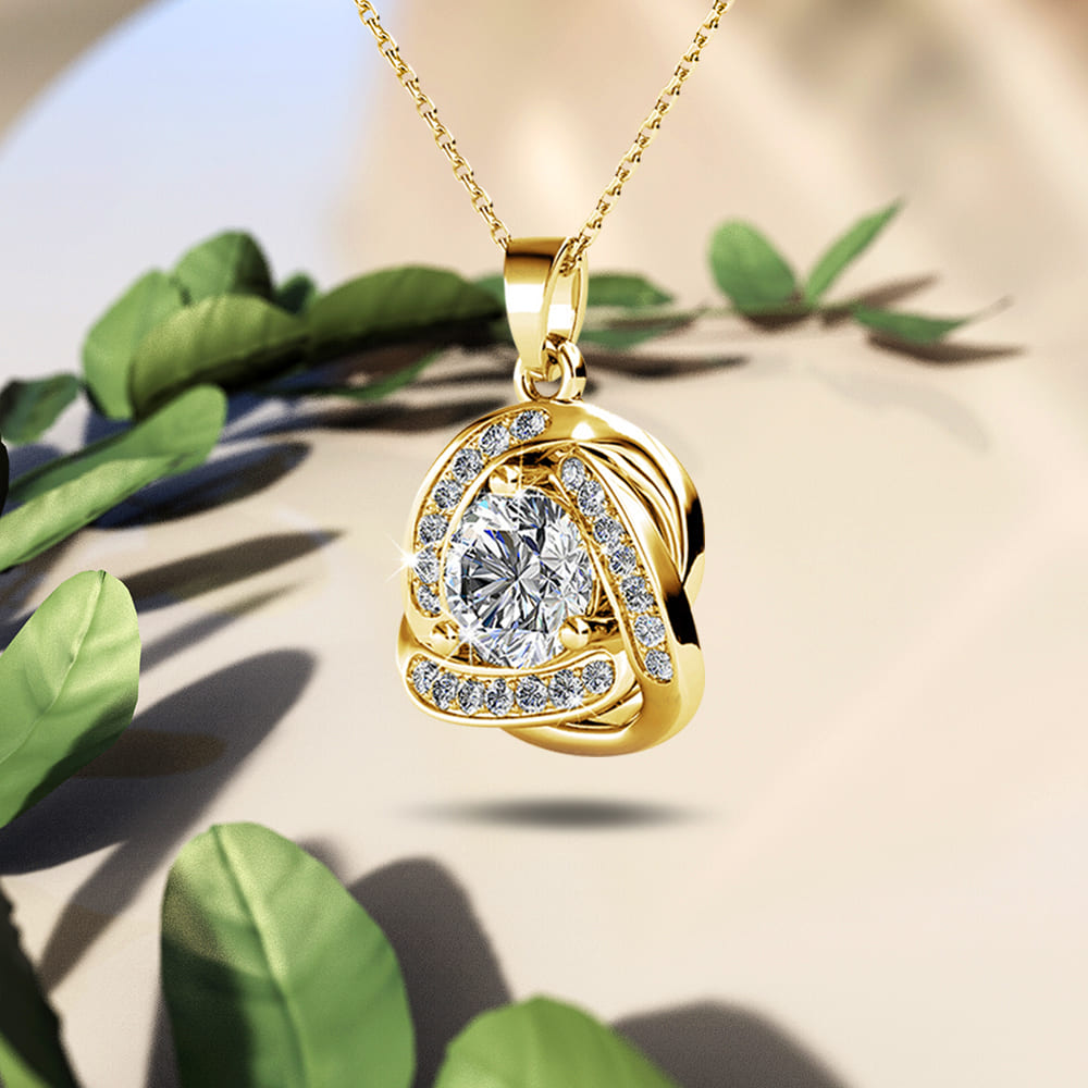 Celtic Knot Gold Necklace Embellished with SWAROVSKI® Crystals