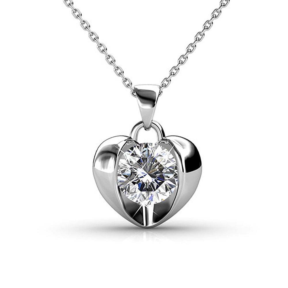 Diamond Heart Necklace Embellished With SWAROVSKI Crystals