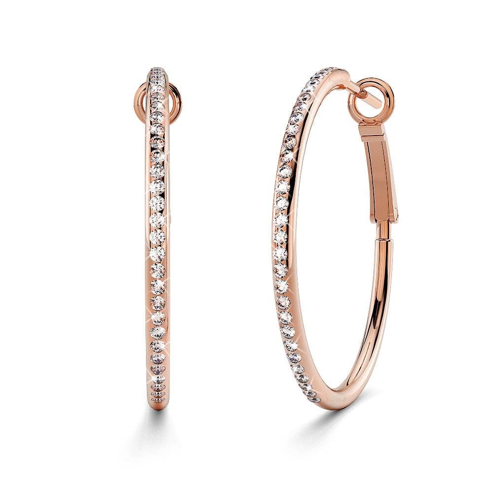 Endless Hoop Earrings Embellished With SWAROVSKI Crystals in Rose Gold - 45mm
