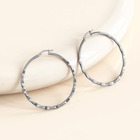 Fem Hammered Hoop Earrings 50mm