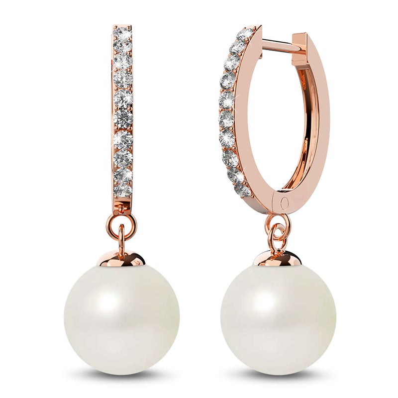 Buy Flawless Pearl Drop Hoop Earrings Embellished With Swarovski ...