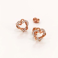 Intertwined Love & Hearts Rose Gold Plated Stud Earrings Embellished With SWAROVSKI® Crystals