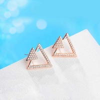Inverted Pyramid Stud Earrings Rose Gold